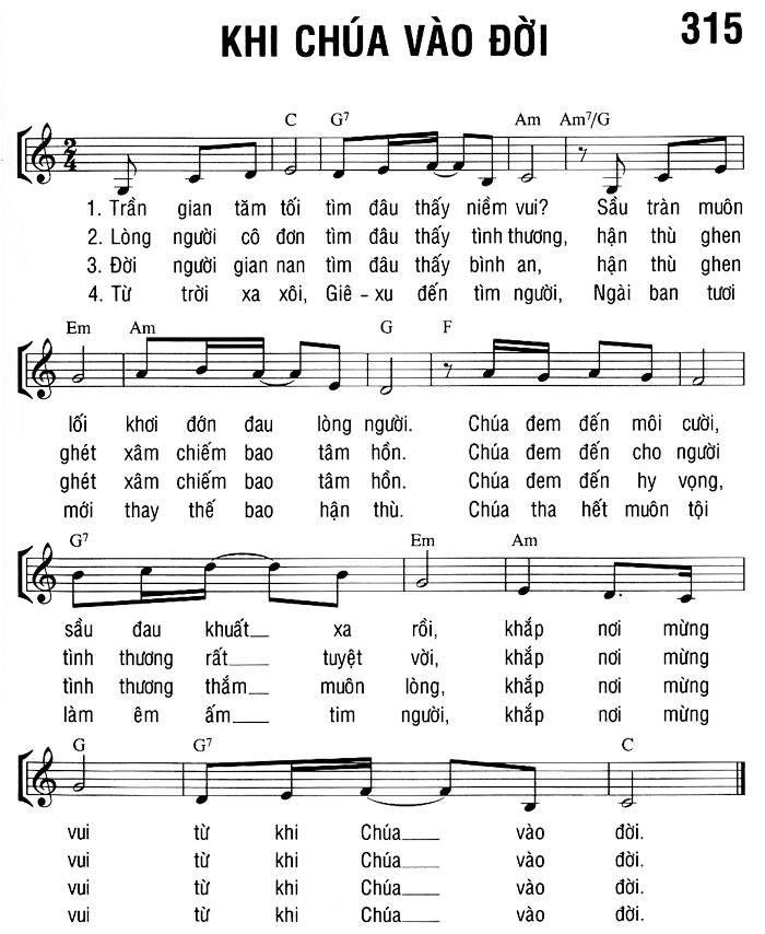 Sheet nhạc Khi Chúa Vào Đời